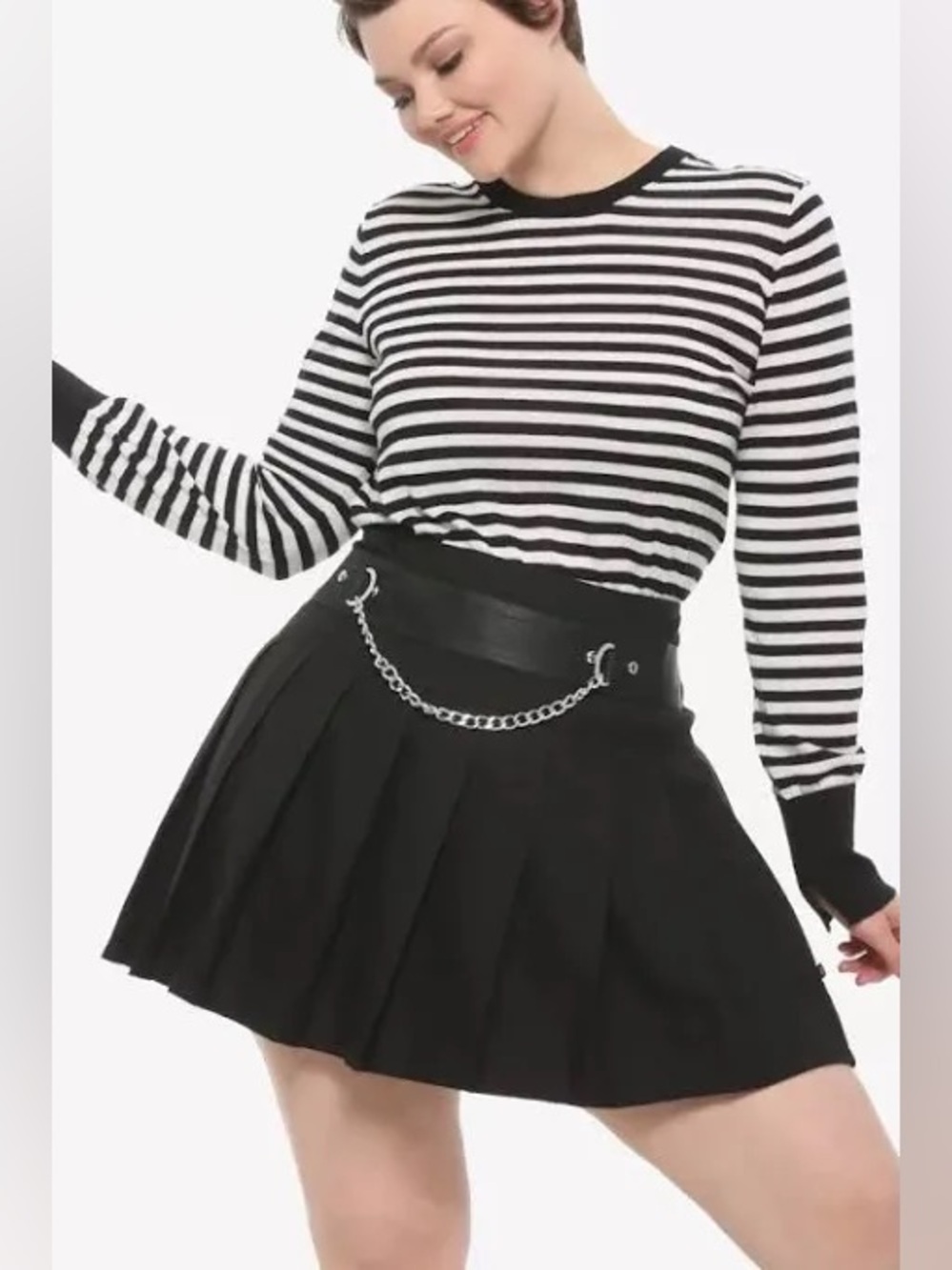 Royal Bones by Daang Goodman black Pleated Mini Skirt with Chain Belt